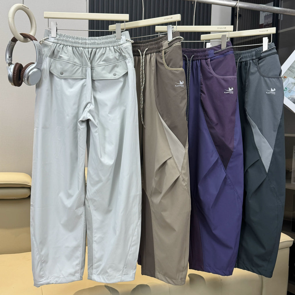 Men Outdoor Lightweight Quick Dry Ultra Loose Casual Splice Wide Leg Techwear Track Cargo Pants Women Streetwear Baggy Trousers