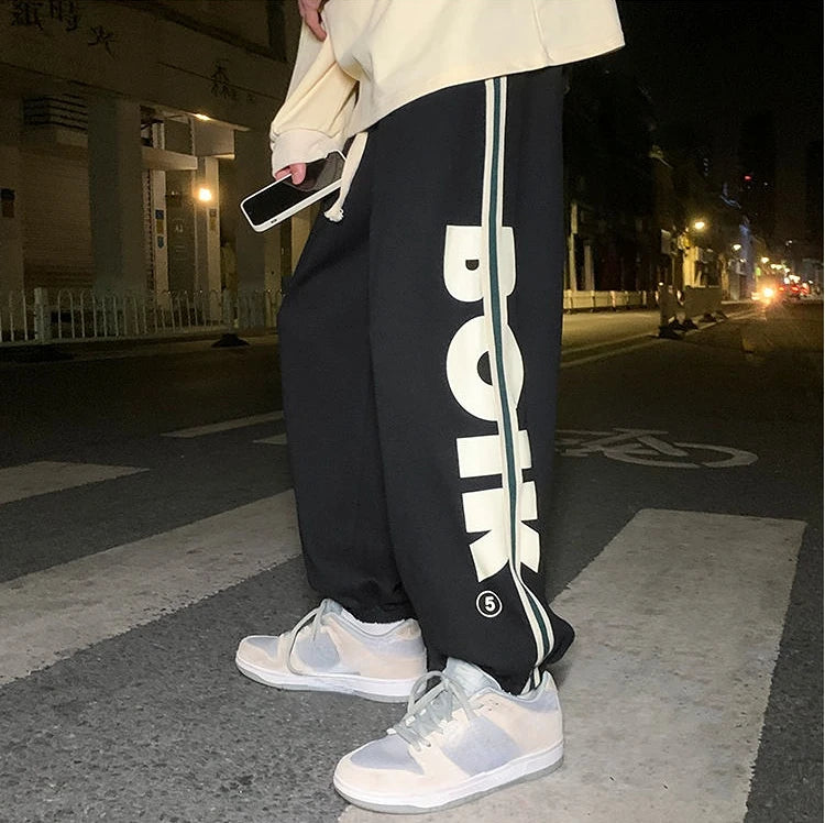Trousers Hip-hop Wide Leg Sweatpants For Men Summer Stylish Training Cotton Loose Elastic Y2k Casual Baggy Male Sweat Pants L