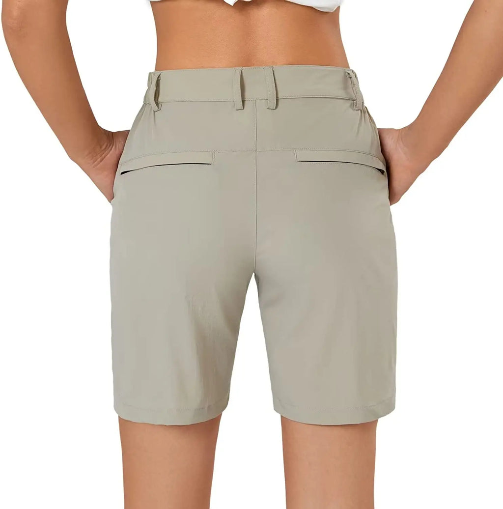 Women's Hiking Cargo Shorts Quick Dry Nylon Shorts Summer Travel Active Golf Shorts with 6 Pockets Water Resistant