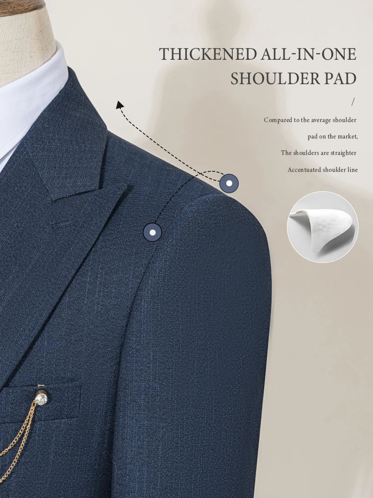ST Cassy High-End Brand Formal Business Men's Suits Single Breasted Solid Color Slim Fit Suit Wedding Three-Piece