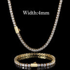 Hip Hop Jewelry Cubic Zirconia Iced Out Tennis Chain Iced Out 18k Gold Plated Bling Necklace For Women Free Custom Laser Logo