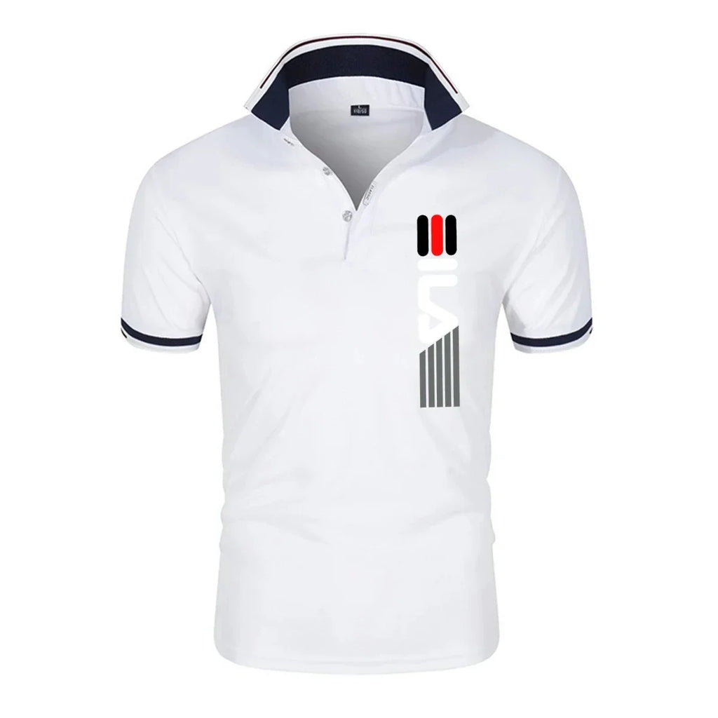 Summer New Men's Lapel  Polo Shirt printing  Short Sleeve Casual Business Fashion Slim Fit Polo Shirt for Men