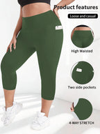 Women High Waist Plus Size 7/8 Yoga Leggings with Pockets Milk Silk Breathable Sport Women's pantss Base Leggings for Fitness