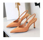 Fashionable Banquet Empty High Heel Shoes For Women's Shoes Thin Heel Pointed Toe Hollow Single Shoes For Women's Shallow Mouth