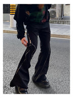 High Street RO Style Jeans Pants Men's Five Star Mang Ribbon Rotating Large Zipper Floor Pulling Horn Denim Streetwear Pants