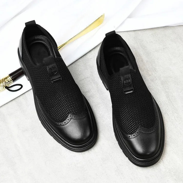 2026 New Men's Soft Leather Shoes Sandals Business British Style Groom Wedding Suit Perforated Breathable Anti-Slip