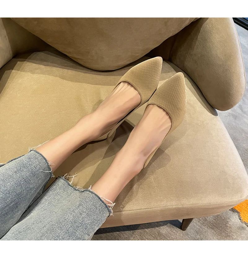 Beige Pointed Toe Kitten Heel Pumps Slip On Dress Shoes Comfortable Non Slip For Business Office Wedding Party Daily Wear  New