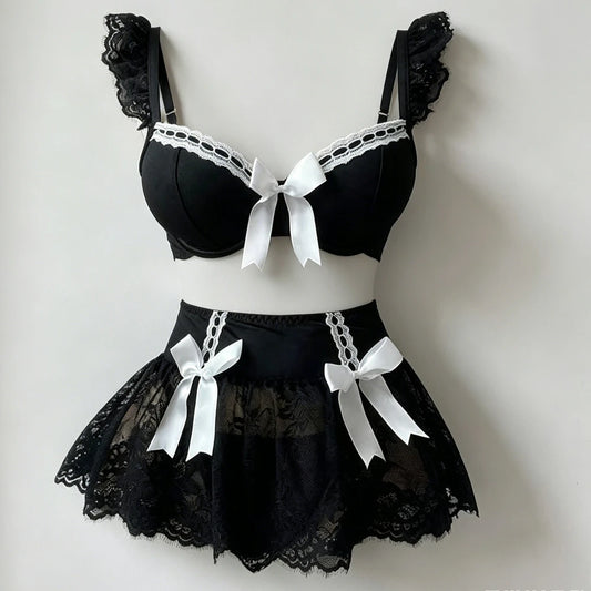 Sexy Lingerie Seamless Underwear Fancy Women Erotic Outfit Open Sexy Bra Set Fantasy Mini Skirt Bra Set Cosplay Costumes Women