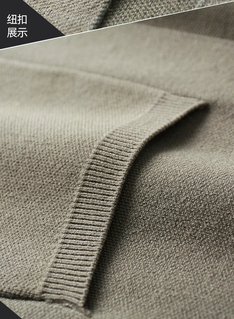 Autumn And Winter New Casual Wool Knit Cardigan Men's Fashion V-Neck Solid Color Shirt Loose Sweater Coat