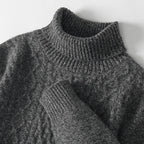 Fall/Winter 100% Wool Men's Turtleneck Thicken Sweater Jacquard Solid Cashmere Knitted Bottom Shirt