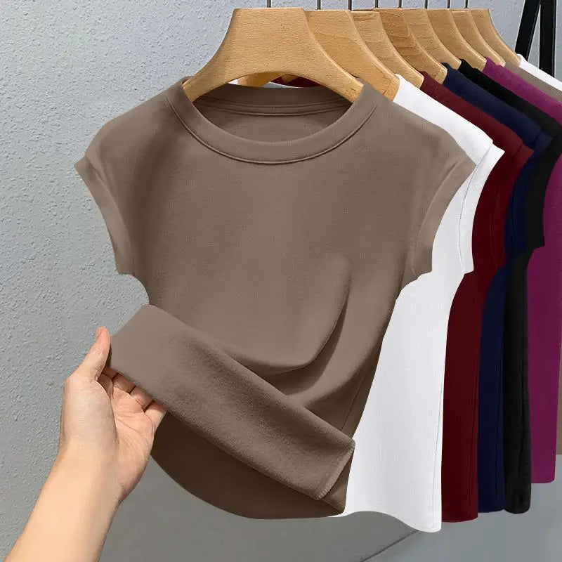 Women's New Sleeveless T-shirt Trendy Fashion Casual Slim Fit Summer Round Neck Ribbed Solid Color Cool Thin Base Top