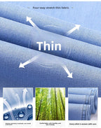 2026 Spring Summer 70% Lyocell Jeans Regular Fit Straight Ice Silk Style Business Casual Light Blue Stretch Cotton Denim