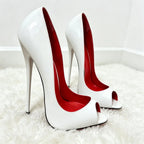 16/14cm Painting High Heels Women Pumps,Sexy Peep Toe Summer Club Party Shoes,Shallow Slip On,Leopard,Black,White,Nude,Dropship