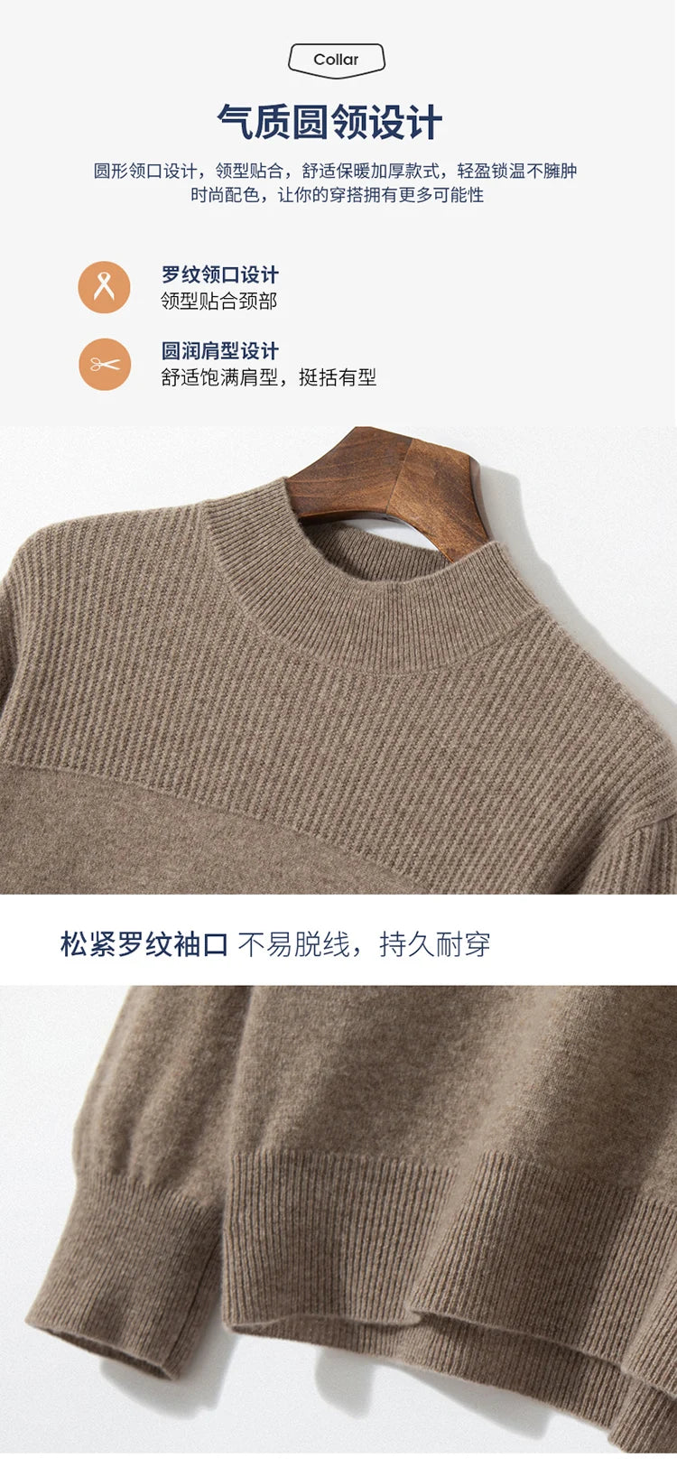 Autumn and winter new 100% pure wool men's semi-turtle neck loose knit solid color Joker casual knit bottoming shirt.