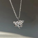 SUMENG 2024 Purple Pink Black Crystal Heart Pendant Necklace Sweet Cool Girl Punk Clavicle Chain For Women Fashion Jewelry Gifts