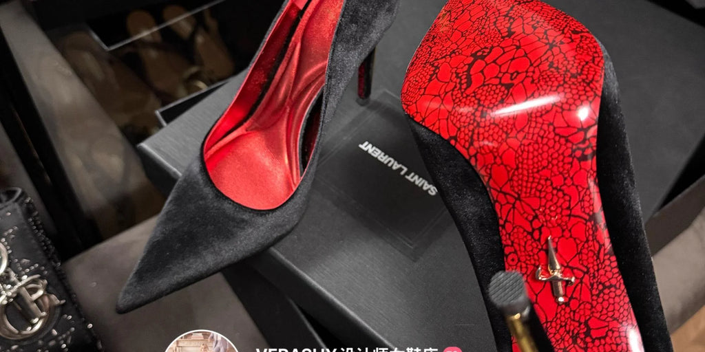 Red Bottom Metal Wand Sexy Sword Pointed Toe Thin Heel Evening Single High Heel Printed Bottom Comfortable Wear Ultra High Heels