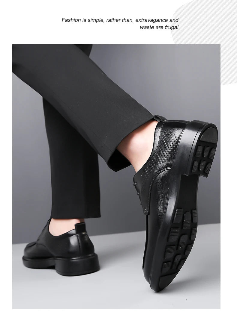 2026 Summer Hollow Out Breathable Deodorant Genuine Leather Business Dress Shoes British Style High-end Formal Shoes Hot Sale