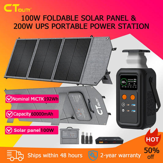 CTOLITY AXP200 Solar Generator Portable Mobile Power Station 200W 192Wh 60000mAh Lifepo4 Battery  for Outdoor Camping RV Home
