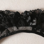 Krasapt Black Bow Embroidery See-Through Woman Lingerie 3Pcs Sexy Romantic Female Bra And Panty Garters Sets Exotic Onlyfans Kit