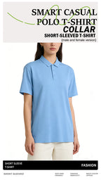 Women Solid Color Polo Shirt Summer Casual Cool Feeling Antibacterial Tops Breathable Short-sleeved Lapel Slim Fit 2025 Clothes