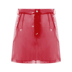 Transparent Pvc Disco Jazz Dance Bodycon Skirt for Women High Waist Pencil Miniskirt with Pockets See Through Cover Up Clubwear