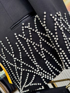 Men's Silver Beaded Suit Set 2 Pieces Formal Party Wear Premium Double Breasted Tuxedo For Men Elegant Slim Fit Suits S-3XL