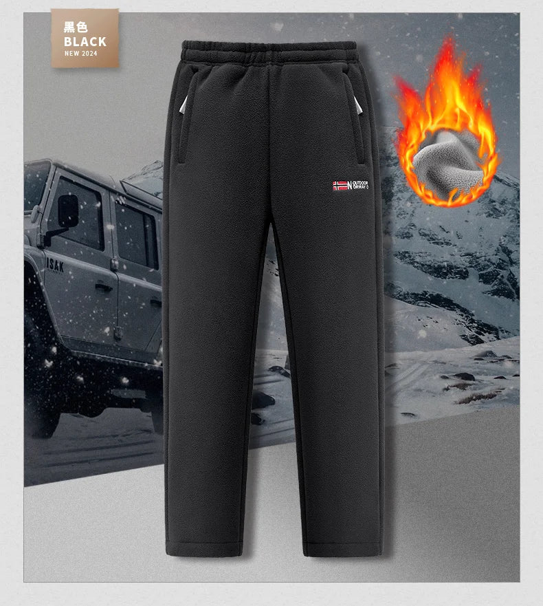 Winter and autumn thick fleece jogging pants for men, casual pants, straight-leg fleece long pants, high-quality, European size