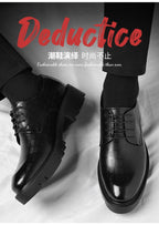 Men's Thick-Soled Low-Cut Business Formal Leather Shoes With Lace-Up Height Increase Groom's Wedding Shoes With Suit Shoes