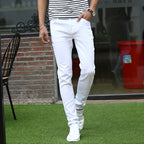 Men's Solid Color Jeans Slim Fit Small Leg Casual Classic White Black Spring Summer Thin Version