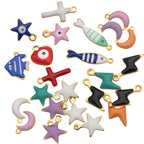 20pcs Stainless Steel Enamel Charms Mixed Moon Star Cross Fish Animal Charm Pendant DIY for Necklace Bracelet Jewelry Making