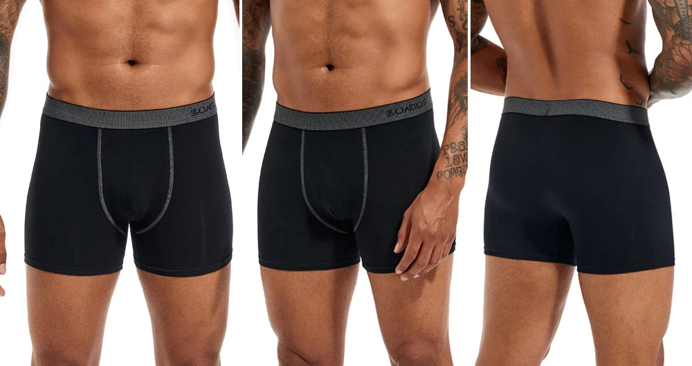 4pcs/pack Boxer Briefs Men's Panties Letter Man Underwear Solid Color Cotton Men Underpants Sexy Undrewear Shorts BONITOS Brand