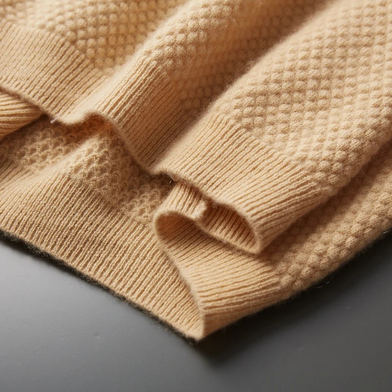 ZOCEPT 100% Cashmere Short Sleeve Sweater Autumn Winter New Casual Business Knitted Button-up Polo Collar Pullover for Men