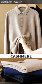 Men's 100% Mink Cashmere Large Size Sweaters Autumn Winter Solid POLO-neck Casual Knit Pullovers Long Sleeve Warm Jumper to
