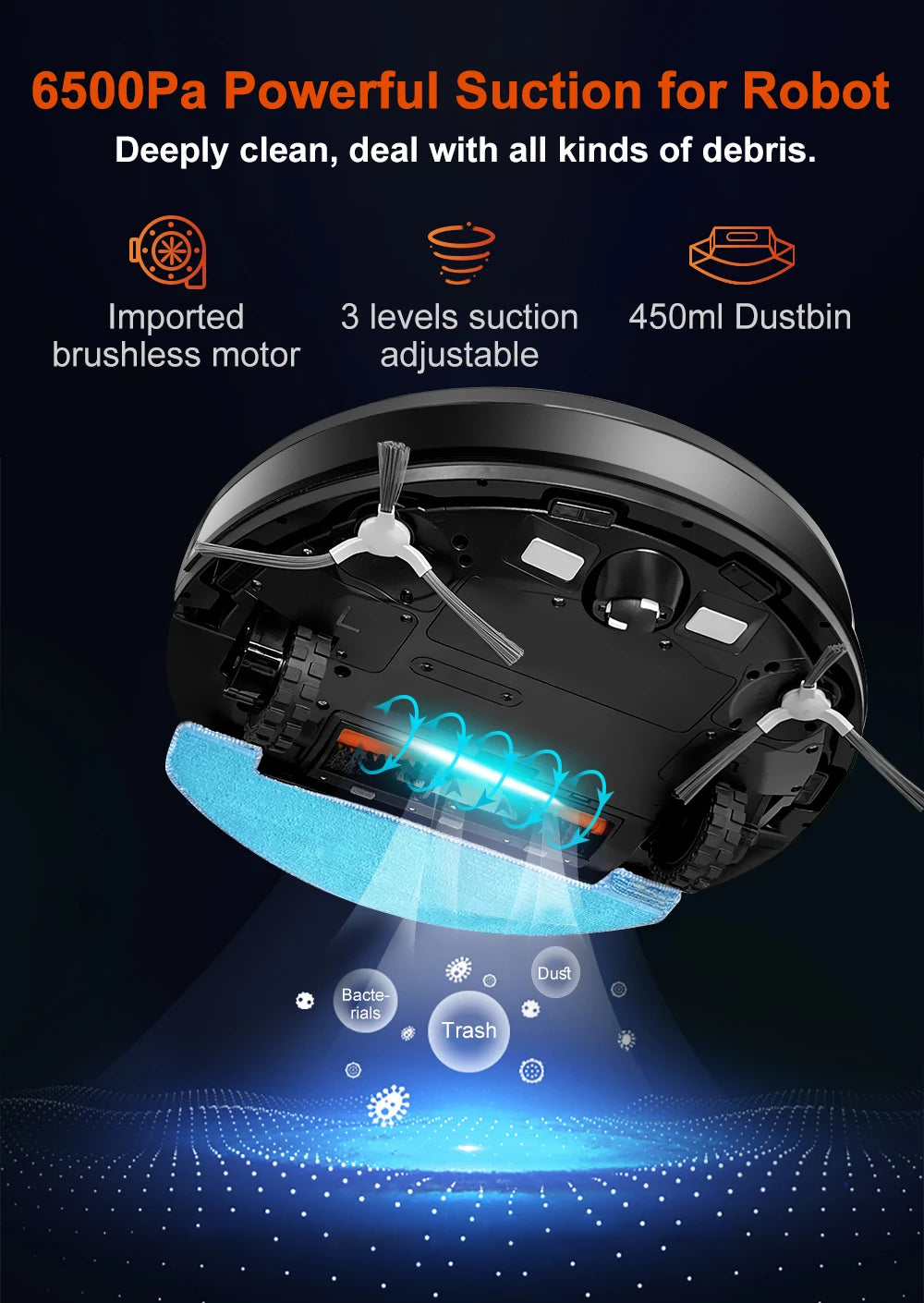 Robot Vacuum Cleaner ABIR X9 ,Laser System,Dual UV Cleaning,Auto Carpet Boost Tech,Multiple Floors Maps,Customized Room Cleaning