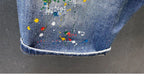 2025 Summer New Fashion Trend Printed Ripped Straight Stretch Jeans Men's Casual Loose Sports High Quality Denim Shorts 28-36