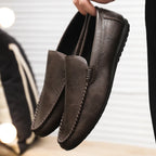 In 2025, the new men's casual soybean shoes are fashionable and versatile, and men's work shoes is black and brown  size 39-46.
