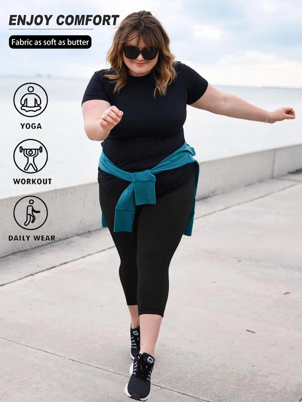Women High Waist Plus Size 7/8 Yoga Leggings with Pockets Milk Silk Breathable Sport Women's pantss Base Leggings for Fitness