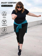 Women High Waist Plus Size 7/8 Yoga Leggings with Pockets Milk Silk Breathable Sport Women's pantss Base Leggings for Fitness