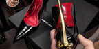 Red Bottom Metal Wand Sexy Sword Pointed Toe Thin Heel Evening Single High Heel Printed Bottom Comfortable Wear Ultra High Heels