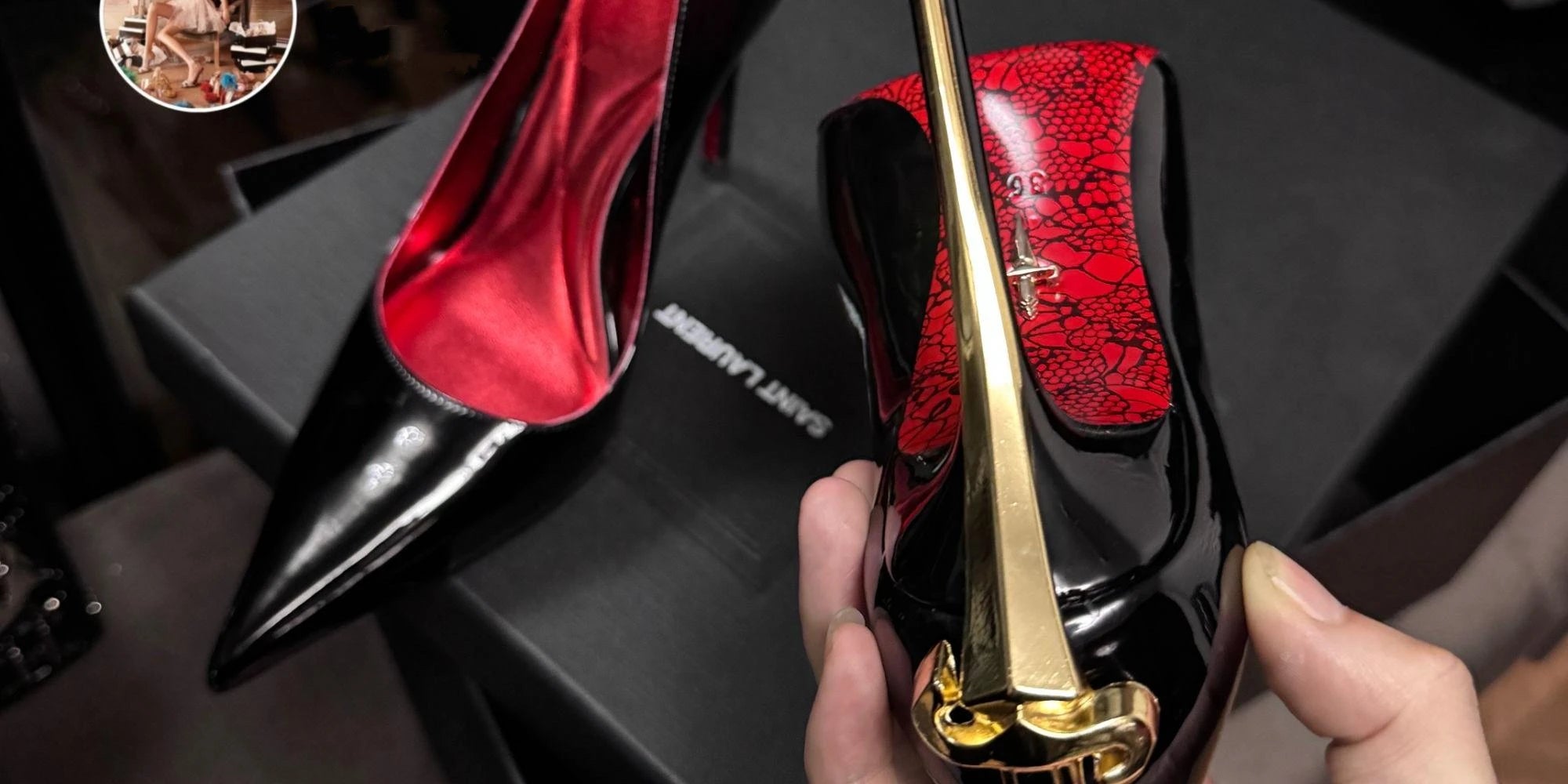 Red Bottom Metal Wand Sexy Sword Pointed Toe Thin Heel Evening Single High Heel Printed Bottom Comfortable Wear Ultra High Heels