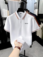 100% pure cotton high-quality T-shirt summer new men's short sleeve business casual polo shirt exquisite brand embroidered top