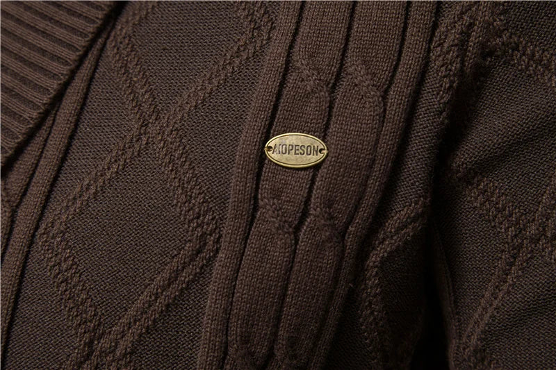 Men Cardigan Casual V-Neck Long Sleeve Sweater Men Coat