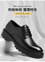 Men's Thick-Soled Low-Cut Business Formal Leather Shoes With Lace-Up Height Increase Groom's Wedding Shoes With Suit Shoes