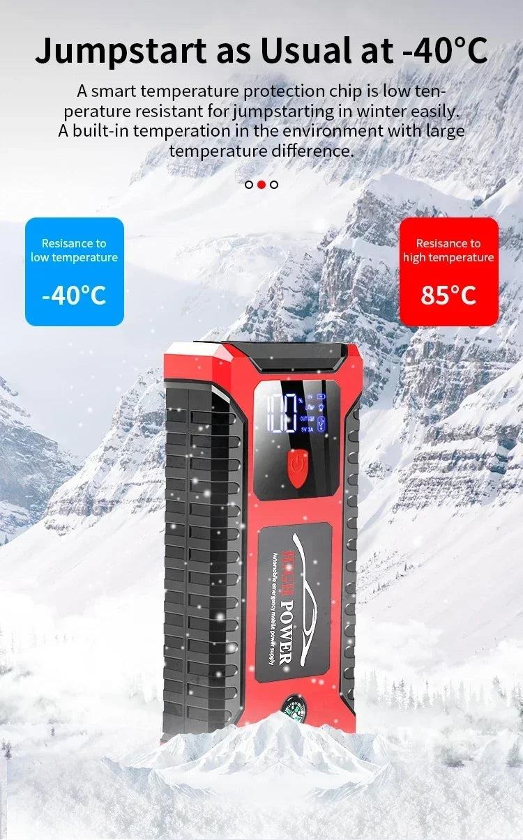 EAFC 12V Portable Car Jump Starter Power Bank with Battery Booster Charger Auto Emergency Start-up Lighting - Vehicle Starting D