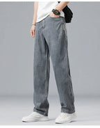 2026 New Summer Ultra-thin Lyocell Men's Jeans Drape Soft Fabric Loose Straight Casual Denim Pant Elastic Ice Silk Male Trousers