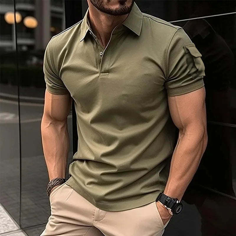 06 NEW Solid Color Polo Shirt Ultra-light Men's Breathable Sweat-wicking Shirt Suitable for Fitness Gym and Running