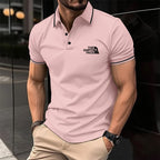 Premium Men's Polo Shirt: Skin-Friendly Material, Contrast Trim Collar & Cuffs, Stylish Graphic Print