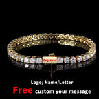 Hip Hop Jewelry Cubic Zirconia Iced Out Tennis Chain Iced Out 18k Gold Plated Bling Necklace For Women Free Custom Laser Logo