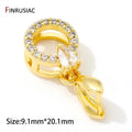Brass Crystal Agate Pendant Pinch Bails,18k Real Gold Plated Inlaid Zircon Pendant Clips Clamp Pinch Bail,Supplies For Jewelry