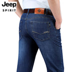JEEP SPIRIT spring summer men's straight jeans casual loose mid-waist trousers all-match fashion business elastic denim pants